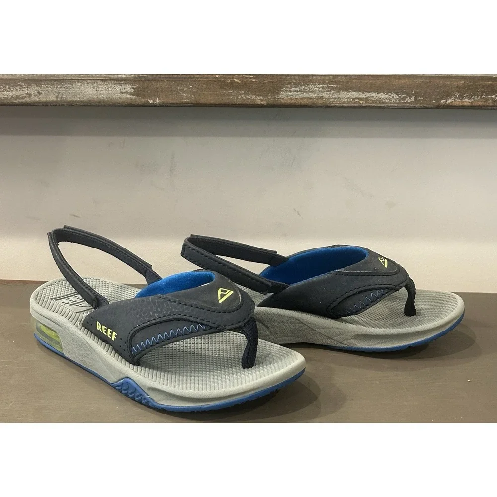 REEF Little Fanning Kids Blue‎ Flip Flops Sandals Slip On - Size 9 Youth